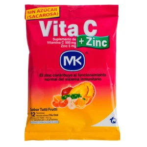 VITAMINA C ZINC 500 MG. TABLETA TUTTIFRUTI